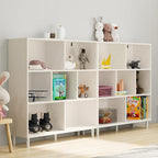 Chyanmoo Wood Cube Storage Organizer White Bookshelf - 3-Tier Freestanding Storage Cabinet with Legs for Home Office, 7-Cubes Open Shelf