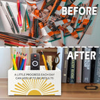 XPH Boho Mental Health Pen Pencil Holder Organizer for Desk, Mental Health Inspirational Motivational Wooden Box Sign for Therapy Counselor Office Classroom Desk Tabletop Decorations