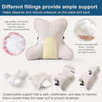 Ailuteie Lumbar Support Pillow(Pat. Pend) – Multi-Functional Ergonomic Back Cushion for Sofa Chair, Car Seat & Sofa, Reading Pillow with Firm Multi-Zone Support to Relieve Lower Back Pain, Misty White