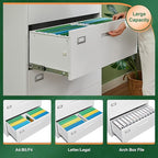 Letaya 4 Drawer File Cabinet with Lock, Metal Lateral Filing Cabinet Wide Office Organization Storage for Home Office Hanging Letter/Legal/F4/A4 (White-Requires Installation)