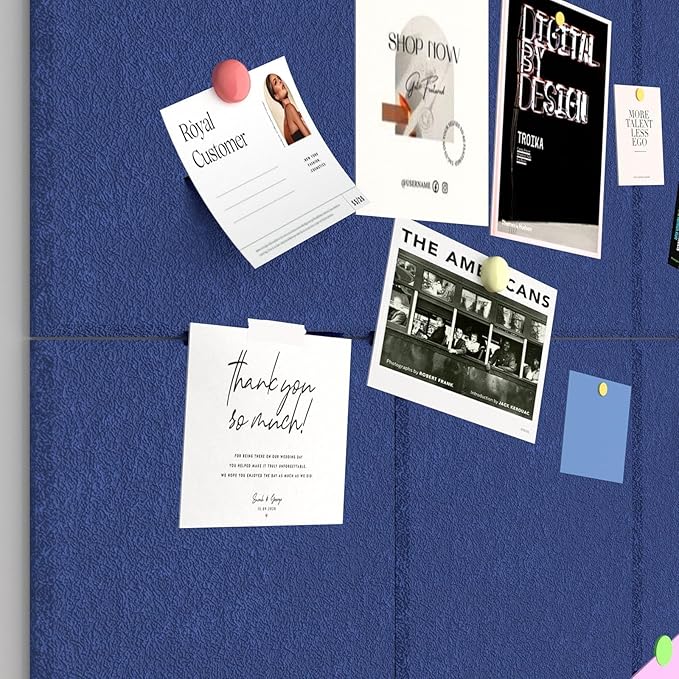 Baysola Large Cork Boards for Walls – 36" x 24" Self Adhesive Felt Wall Tiles, Ideal for Office Black Bulletin Board, Easy to Install Pin Board Photo Board