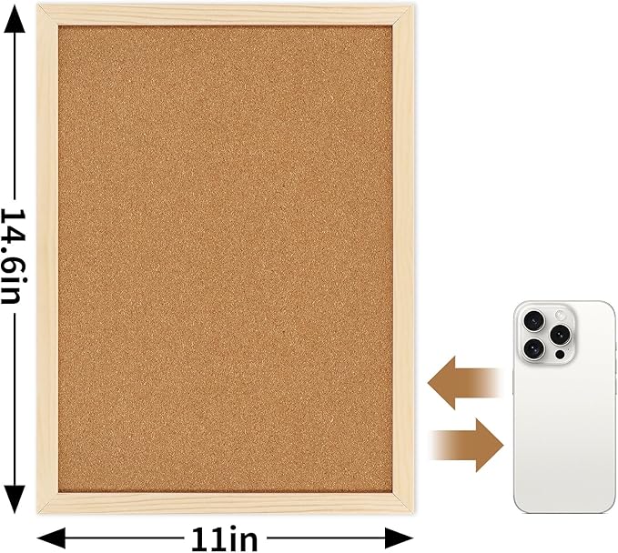 Cork Board,FEBSNOW Cork Board Bulletin Board,14.6 X 11 inches Vision Board,Bulletin Board for Office,Wall Mounted Pin Board for Office Home and School,14.6x11Inches