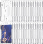 32 Pack Vertical 2-Card ID Badge Holde, Heavy Duty Plastic Badge Holders with Thumb Slot, Clear Protector Cover for Credit Cards, IDs, Licenses and Passes