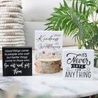 3 Pcs Inspirational Wood Box Sign Set, 5x5 Inches Motivational Quotes Wooden Blocks, Rustic Table Centerpiece Decorations