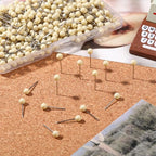 WILLBOND 500 Pack Map Push Pins Map Tacks Small Round Head Push Pins Thumb Tacks for Travel Picture Photo Bulletin Board Wall DIY Craft School Office Home(Beige,1/6 Inch)