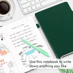 feela 12 Pack Notebooks Journals Bulk with 12 Black Pens, A5 Hardcover Notebook Classic Ruled Journal Set with Pen Holder for School Business Work Travel Writing, 120 GSM, 5.1”x8.3”, Dark Green