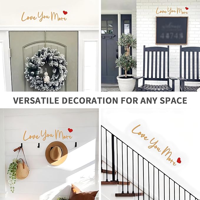 Love You More Wood Sign Home Decor Boho Decor Wall Decor Express Love and Warm for Your Family Lovers Wall Art Gift Hallway Entryway Door Farmhouse Valentine Decors Bedroom Above Bed Topper Decoration