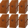 Qeeenar 24 Pack Leather Notebook Journals Bulk 5.7" x 8.3" Harder Cover A5 Journals for Writing Men Women Leather Travel Notebooks Daily Gifts for Office School (Brown)