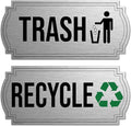 Recycle and Trash Magnets for Kitchen Cans and Recycling Bins, Dual Trash and Recycle Magnet for Garbage Can Logo Symbol, 2 Magnetic Sticker Adhesives, 6.5x3 Inch Elegant Design Home Outdoor Waste Bin