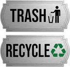 Recycle and Trash Magnets for Kitchen Cans and Recycling Bins, Dual Trash and Recycle Magnet for Garbage Can Logo Symbol, 2 Magnetic Sticker Adhesives, 6.5x3 Inch Elegant Design Home Outdoor Waste Bin