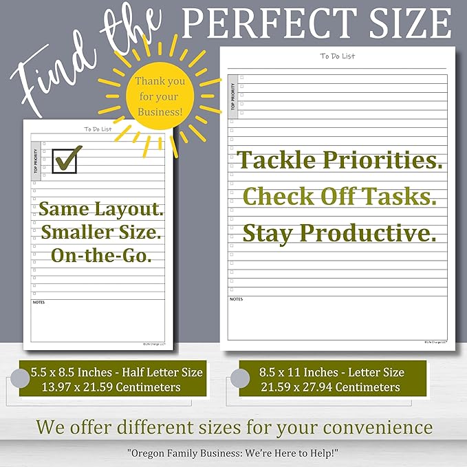 TO DO List Notepads (2 Pack, 50 Pages Each) Planner Pads. ToDo Checklist w/Priority & Note Sections. Organize & Track Projects, Clients or Daily Tasks. 5.5 X 8.5, A5 Sheets. Made in the USA.