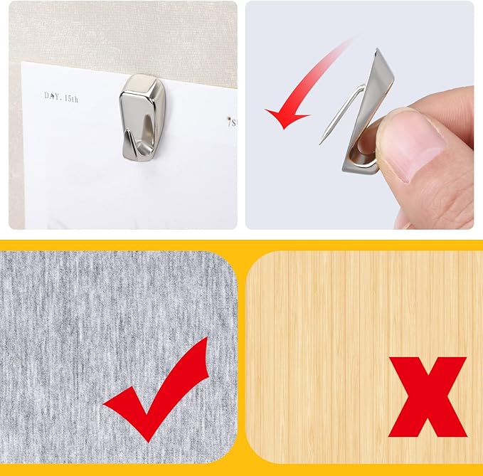 Zhengmy 30 Pcs Cubicle Hooks Fabric Panel Wall Wire Hooks Stainless Metal Cubicle Clip Pins Staple Accessories for 40 Lbs Fabric Pictures for Office Home Kitchen Supplies(Silver)