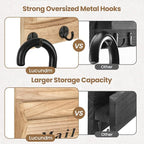 Lucundm Mail and Key Holder - Decorative 9.8" x 12.5" Wall Key Hanger with 2 Mail Organizer Slots and 3 Hooks - Real Paulownia Wood with Keyhole Brackets, Hardware and Instructions (Wood)