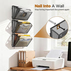 Docnest 3 Tier Mesh Wall File Holders with Hooks – 3 Pack Hanging Letter Holder - Document Organizer for Mail, Paper, Office, Home, School – Space-Saving Wall Mounted Folder Holder – Black