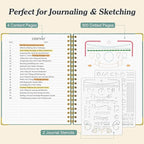 Bullet Dotted Journal Spiral Notebook, 300 Pages Leather Notebooks with Contens, 120 GSM Thick No Bleed Through Paper Journals, A5 Dot Grid Notebook for Women Men School Work Writing, 5.5" x 8", Green