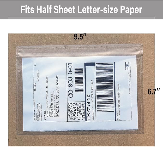 (240 Pack) BEUYI Clear 9.5'' x 6.7'' Packing List Envelopes, Adhesive Shipping Label Pouches/Sleeves, Easily Fits Half of Letter-Size Paper