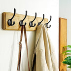 Dseap Coat Rack Wall: Patented, Heavy-Duty, 17.4" Long 5-Double-Hooks Wooden Wall Mounted Coat Rack Coat Hanger Hook Rail for Winter Coats Hat Jacket Clothing, Weathered Brown, Pack of 2