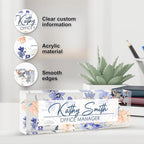 Personalized Name Plate for Desk, Custom Desk Name Plate, Acrylic Name Plate Office Desk Accessories, Personalized Office Gifts for Coworkers Teachers, Employee Appreciation Gifts (A-WaterColor2)