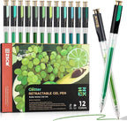 ZSCM Retractable Glitter Gel Pens, 12 Colors Large Capacity Green Glitter Metallic Gel Ink Pen, 1 mm Fine Point Smooth Writing Color Pens for Adult Coloring Book Note Taking Aesthetic Art Supplies
