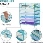 Marbrasse 2 Pack Desk Organizer with Handle, 6 Tier Paper Letter Tray, Mesh Desk File Organizer for Office, School and Home - Blue