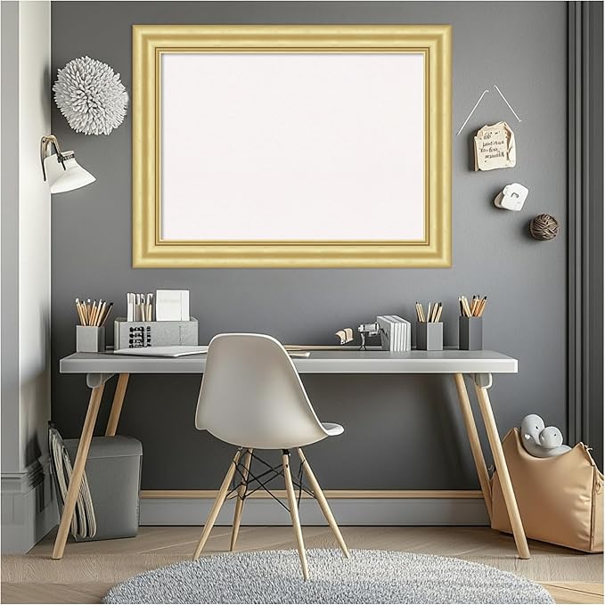 Amanti Art White Cork Board for Wall, 25x33 Vision Board with Gold Frame, Medium Corkboard Office Decor for Home Organization, Traditional Corkboard Pinboard to Display Items for Home Organization