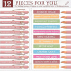 Zonon 12 Pcs Inspirational Pens Bulk Funny Ballpoint Pen with Stylus Tip Motivational Gifts for Valentine's Day Teacher Coworkers Nurse School Office Supplies(Rose Gold,Bible Style)