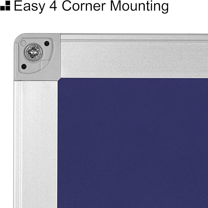 BoardsPlus Blue Felt Bulletin Board, 18" x 24", Wall Mounted Self-Healing Pin Board with Aluminum Frame, Affordable Felt Vision Board for Home, Office, Dorm & Classroom