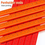 Honoson 200 Pcs Flat Construction Pencils with Printed Ruler Wood Graphite 2 Pcs Carpenter Pencil Sharpener for Woodworking Marking Tool (Orange and Red)