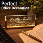 Desk Name Plate Personalized, Custom Office Light Up Name Plate for Desks, Desk Decorations for Women Men Office, Employee Appreciation Gifts for Coworkers