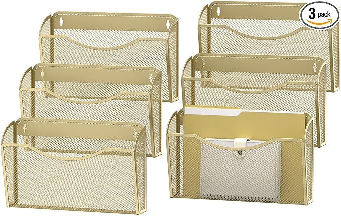 MINDEPOT Wall File Organizer,Hanging Wall Mounted File Folder Binder Holder Mail Organizer for Office,Home and School Supplies
