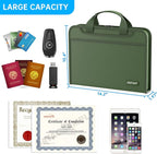 ENGPOW Accordion File Organizer,Fireproof Expanding File Folder with Multi Pockets,13 Pockets Document Organizer with Handle & Labels,Portable Home Travel Safe Storage for Letter A4 Files,Green