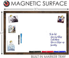 Loddie Doddie Magnetic White Board - 24 in x 36 in, Engineered Wood Frame - Easy Clean Magnetic Dry Erase Board for Wall - Built-in Marker Tray