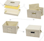 Remowith Greeting Card Organizer and Storage Box with 20 Pcs Adjustable Dividers, Storing Cards with 84 Pcs Labels Perfect for Storing Greeting Cards, Envelopes, Photos 2 Pack Beige