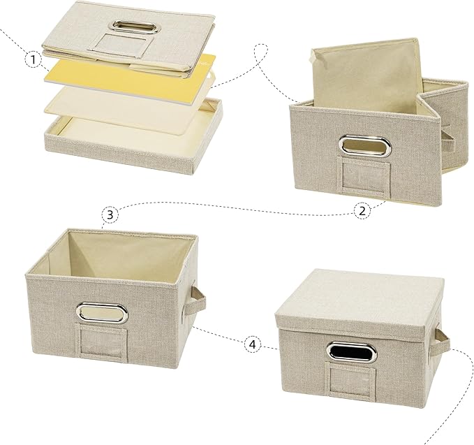 Remowith Greeting Card Organizer and Storage Box with 20 Pcs Adjustable Dividers, Storing Cards with 84 Pcs Labels Perfect for Storing Greeting Cards, Envelopes, Photos 2 Pack Beige