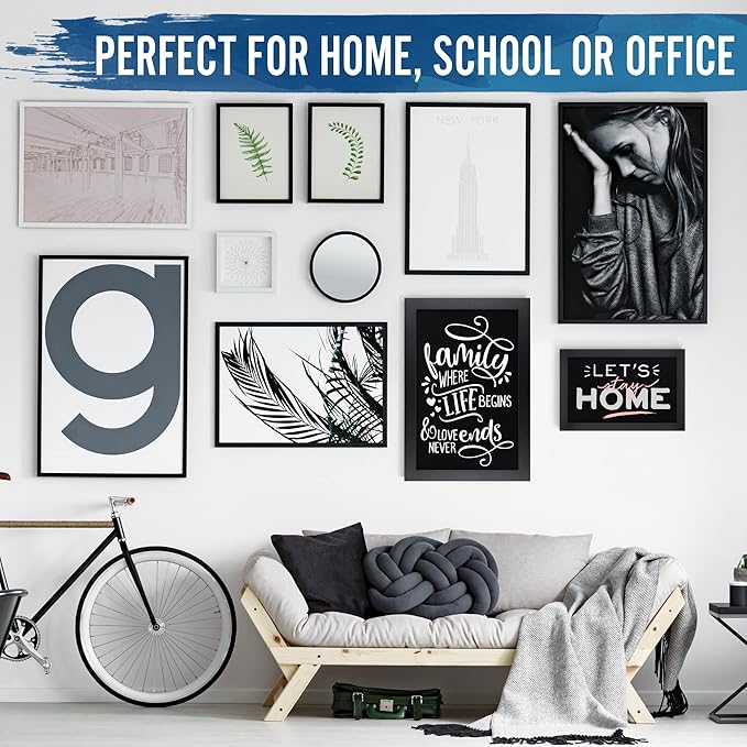 HBCY Creations Rustic Black Magnetic Wall Chalkboard, Small Size 11" x 17", Framed Decorative Chalkboard - Great for Kitchen Decor, Weddings, Restaurant Menus and More! … (11" x 17")…