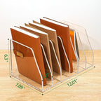 AIDIMOO Acrylic Magazine File Holder, 6 Vertical Compartments Desk Document Sorter Organizer, Clear Folder Rack Binder for Office, Documents, Tablets, Magazines, Books – Home/Classroom Rack