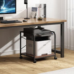Fannova Under Desk Printer Stand, 20 Inches Deep Large Printer Table with Height Adjustable Storage Shelf, 2 Tier Rolling Printer Cart with Wheels for Home Office - Rustic Brown