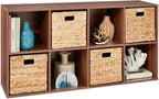 Best Choice Products 8-Cube Storage Organizer, 13.5in Shelf Opening, Bookcase, Display Shelf, Customizable w/ 2 Removable Back Panels – Walnut