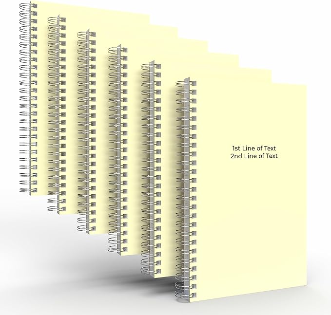 Custom Spiral Notebook Journals with a Pastel Yellow Colored Cover - 6 Pack of 5" x 8" – College Ruled, Hard Cover, 50 Sheets Per Book – For Journaling, Office, School Supplies, etc.