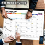 Dunwell 2026 Desk Calendar 22x17, Large Monthly Desk Blotter or Hanging Wall Calendar, Colorful Design, Jan–Dec 2026, Lined Daily Blocks, Easy to Read