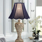 GOSO Medium Blue Scalloped Lamp Shade Set of 2, Replacement Braids with Petal Edges,6×13×9.8 Inch Spider Lamp Shade for Table Lamp,Floor Lamps Easy Assembly, Bell Shades for Living Room Art Decor