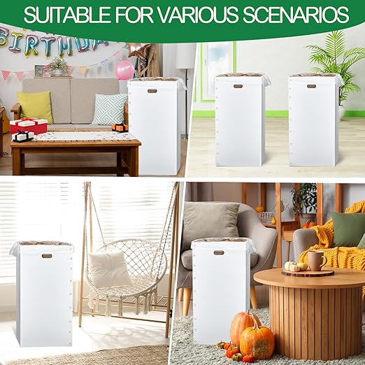 Nosiny 20 Pcs 50 Gallon Corrugated Cardboard Trash Cans for Events, Disposable and Reusable Cardboard Bin Bulk with Trash Bag, Recycling Pop-up Garbage Box, Foldable Waste Container for Party (White)