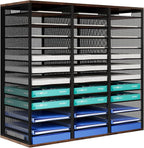 PAG Mass Mail Sorter - Adjustable Mail Holder, Countertop Literature Organizer, Student Mailbox for Classroom, Desktop Bill Paper Organizer for Office Home School, 36 Compartments, Brown