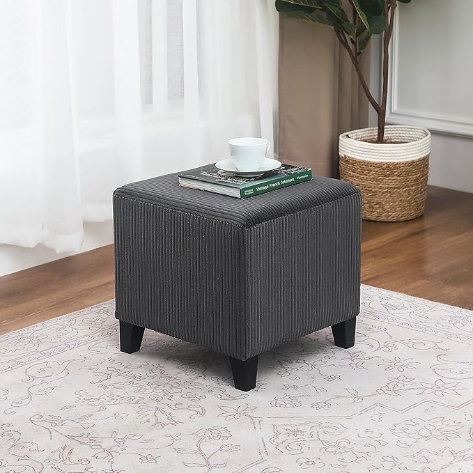 Edeco Ottoman with Square Cube Design, 16 Inch Footstools and Ottomans Small, Large Load Capacity, Square Foot Rest Ottoman for Living Room