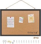 Yunihome Cork Bulletin Board, 13.3x17.8 Inches Hanging Cork Board Wooden Framed with Pins for Wall, Dorm Room, Office, Home Decor – Natural Cork & Black Frame