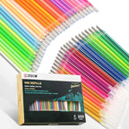 ZSCM 200 Colors Gel Pen Ink Refills, Glitter Neon Gel Ink Pens Refills Replace Cartridges for Adult Coloring Books Journaling Women Gifts, No Repeats