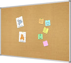 Lockways Large 60" x 36" Large Cork Board Bulletin Board, Framed CorkBoard, Wall-Mounted Notice Message Pin Board, Silver Aluminium Framed
