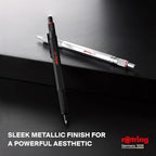 Rotring 600 Gel Pen | 0.55 mm | Black Ink | Silver Metal Body Pen | Non-Slip Knurled Grip & Hexagonal Barrel | Refillable