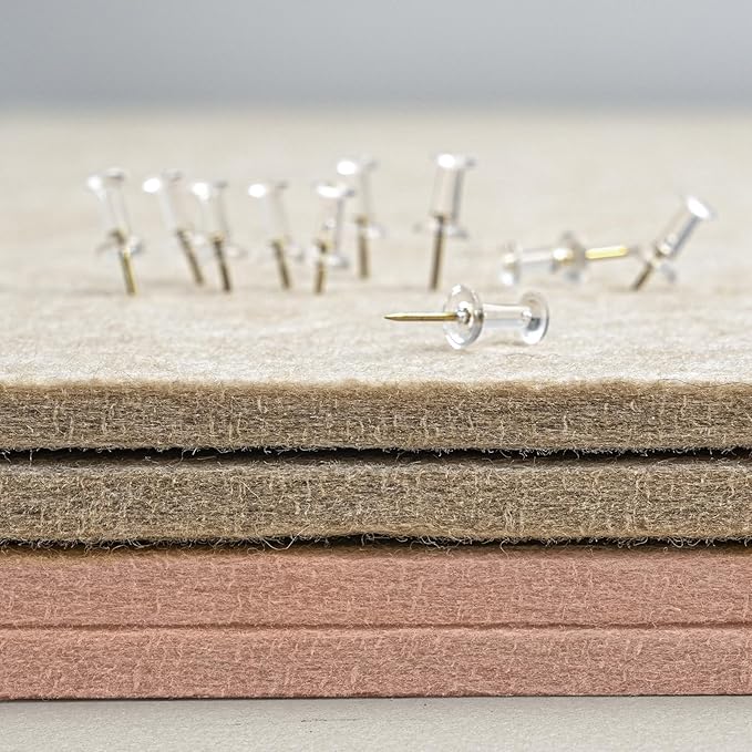 Lightomorrow Bulletin Board, 24 x 18 inches Felt Board Decorative Pin Board, Cork Board Alternative for Wall, Foldable Photo Board Self-Adhesive Vision Board Mood Board with 20 Pushpins - Mauvey Pink