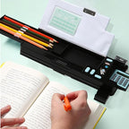Pop Up Multifunction Pencil Case, Cute Cartoon Pen Box Organizer Stationery with Calculators, Sharpener, Schedule, School Supplies, Best Birthday Gifts for Kids Teens (Black)